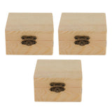 Maxbell 3pcs Square Shape Unfinished Wooden Jewelry Gift Box for Kids DIY Craft Toys