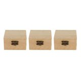 Maxbell 3pcs Square Shape Unfinished Wooden Jewelry Gift Box for Kids DIY Craft Toys