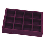 Maxbell 2 Pieces Elegant Velvet Stackable Jewelry Display Tray Case 12 Grids