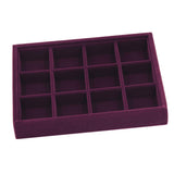 Maxbell 2 Pieces Elegant Velvet Stackable Jewelry Display Tray Case 12 Grids