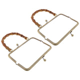 Maxbell 2pcs Bamboo Handle Metal Frame Kiss Clasp Lock for DIY Handbag Purse Bronze