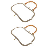 Maxbell 2pcs Bamboo Handle Metal Frame Kiss Clasp Lock  For DIY Handbag Purse 27cm