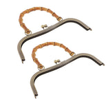 Maxbell 2pcs Bamboo Handle Metal Frame Kiss Clasp Lock  For DIY Handbag Purse 27cm