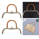 Maxbell 2pcs Bamboo Handle Metal Frame Kiss Clasp Lock  For DIY Handbag Purse 27cm