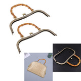Maxbell 2pcs Bamboo Handle Metal Frame Kiss Clasp Lock  For DIY Handbag Purse 27cm