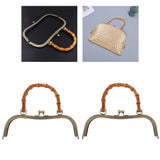 Maxbell 2pcs Bamboo Handle Metal Frame Kiss Clasp Lock  For DIY Handbag Purse 27cm
