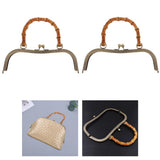 Maxbell 2pcs Bamboo Handle Metal Frame Kiss Clasp Lock  For DIY Handbag Purse 27cm