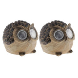 Maxbell 2pcs  Resin Animal Garden Statue Solar Powered  Garden Light Brown Owl