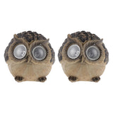 Maxbell 2pcs  Resin Animal Garden Statue Solar Powered  Garden Light Brown Owl