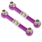 Maxbell 2x Aluminum Steering Linkage Pull Rod for HSP 94122 94123 1/10 RC Car Purple