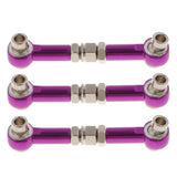 Maxbell 3x Aluminum Steering Linkage Pull Rod for HSP 94122 94123 1/10 RC Car Purple