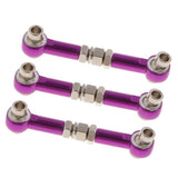 Maxbell 3x Aluminum Steering Linkage Pull Rod for HSP 94122 94123 1/10 RC Car Purple