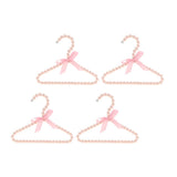 Maxbell 4pcs Pearl Beaded Kids Clothes Hanger Coat Dress Pants Hook Holder Pink