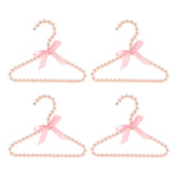 Maxbell 4pcs Pearl Beaded Kids Clothes Hanger Coat Dress Pants Hook Holder Pink