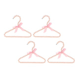 Maxbell 4pcs Pearl Beaded Kids Clothes Hanger Coat Dress Pants Hook Holder Pink