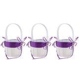 Maxbell 3pcs Satin Wedding Flower Girl Basket Double Heart Rhinestone Decor Purple
