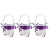 Maxbell 3pcs Satin Wedding Flower Girl Basket Double Heart Rhinestone Decor Purple