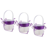 Maxbell 3pcs Satin Wedding Flower Girl Basket Double Heart Rhinestone Decor Purple