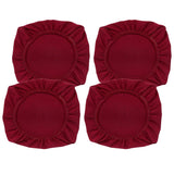 Maxbell 4PCS Jacquard Polyester Stretch Wedding Dining Chair Seat Cover Burgundy_M