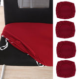 Maxbell 4PCS Jacquard Polyester Stretch Wedding Dining Chair Seat Cover Burgundy_M