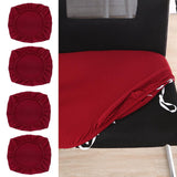 Maxbell 4PCS Jacquard Polyester Stretch Wedding Dining Chair Seat Cover Burgundy_M