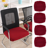 Maxbell 4PCS Jacquard Polyester Stretch Wedding Dining Chair Seat Cover Burgundy_M