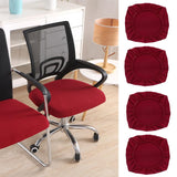 Maxbell 4PCS Jacquard Polyester Stretch Wedding Dining Chair Seat Cover Burgundy_M