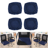 Maxbell 4PCS Jacquard Polyester Stretch Wedding Dining Chair Seat Cover Dark Blue_M