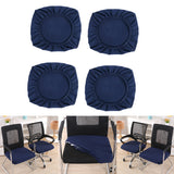 Maxbell 4PCS Jacquard Polyester Stretch Wedding Dining Chair Seat Cover Dark Blue_M