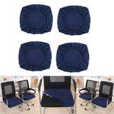 Maxbell 4PCS Jacquard Polyester Stretch Wedding Dining Chair Seat Cover Dark Blue_M