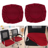 Maxbell 2PCS Jacquard Polyester Stretch Wedding Dining Chair Seat Cover Burgundy_L