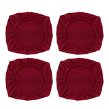 Maxbell 4PCS Jacquard Polyester Stretch Wedding Dining Chair Seat Cover Burgundy_L