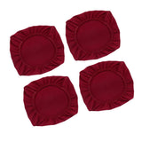 Maxbell 4PCS Jacquard Polyester Stretch Wedding Dining Chair Seat Cover Burgundy_L