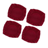 Maxbell 4PCS Jacquard Polyester Stretch Wedding Dining Chair Seat Cover Burgundy_L