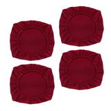 Maxbell 4PCS Jacquard Polyester Stretch Wedding Dining Chair Seat Cover Burgundy_L