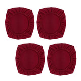 Maxbell 4PCS Jacquard Polyester Stretch Wedding Dining Chair Seat Cover Burgundy_L