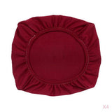 Maxbell 4PCS Jacquard Polyester Stretch Wedding Dining Chair Seat Cover Burgundy_L