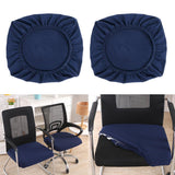 Maxbell 2PCS Jacquard Polyester Stretch Wedding Dining Chair Seat Cover Dark Blue_L
