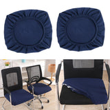 Maxbell 2PCS Jacquard Polyester Stretch Wedding Dining Chair Seat Cover Dark Blue_L