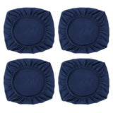 Maxbell 4PCS Jacquard Polyester Stretch Wedding Dining Chair Seat Cover Dark Blue_L