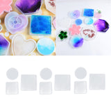 Maxbell 9Piece Resin Silicone Mold Square Round Mould for Resin Jewelry Making Tools