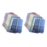 Maxbell 24Pack Men's Plaid Pattern Cotton Handkerchiefs Classic Pocket Square Hanky