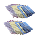 Maxbell 24Pack Men's Plaid Pattern Cotton Handkerchiefs Classic Pocket Square Hanky