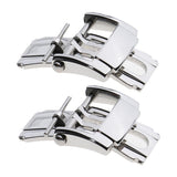 Maxbell 2pcs Stainless Steel Deployment Butterfly Buckle Clasp for Watch Strap 18mm