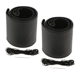 Maxbell 2x Leather DIY Car Steering Wheel Cover 38cm W/ Needle and Thread Black