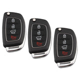 Maxbell 3x 4 Button Remote Fob Key Case & Blade For Hyundai i10 i20 i30 i35 i40