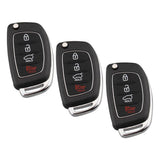 Maxbell 3x 4 Button Remote Fob Key Case & Blade For Hyundai i10 i20 i30 i35 i40
