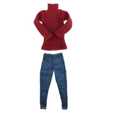 Maxbell 1/6 Mans Turtleneck Sweater Jeans Trousers for 12 Inch Action Male Figures