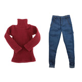 Maxbell 1/6 Mans Turtleneck Sweater Jeans Trousers for 12 Inch Action Male Figures