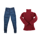 Maxbell 1/6 Mans Turtleneck Sweater Jeans Trousers for 12 Inch Action Male Figures